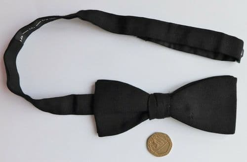 Black pique Akco bow tie vintage mens formal wear made in England 1970s funeral